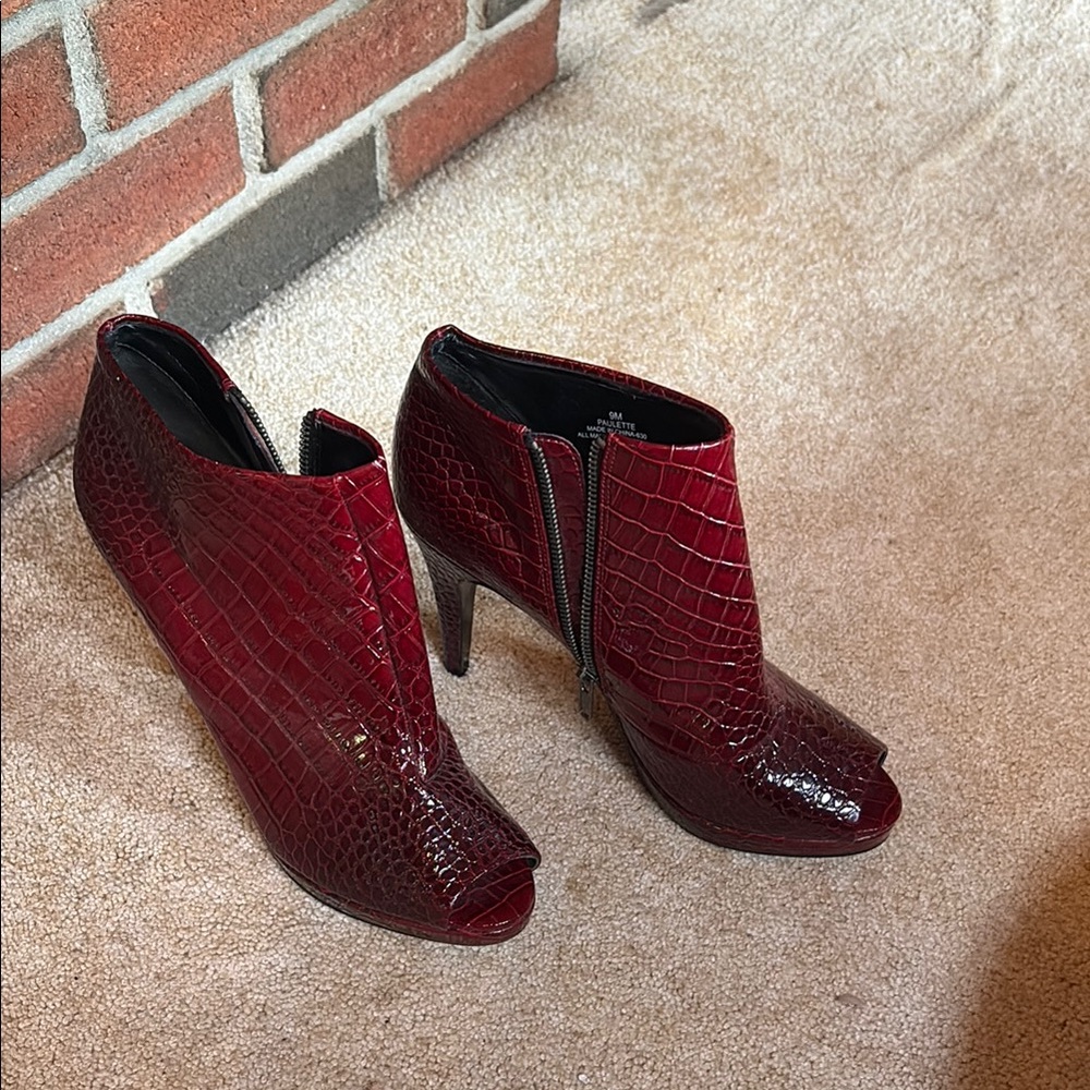 White House Black Market Red Heeled Boots